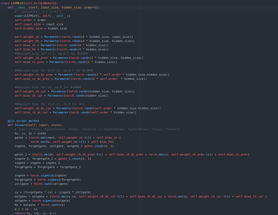 Custom LSTM returns nan jit PyTorch Forums