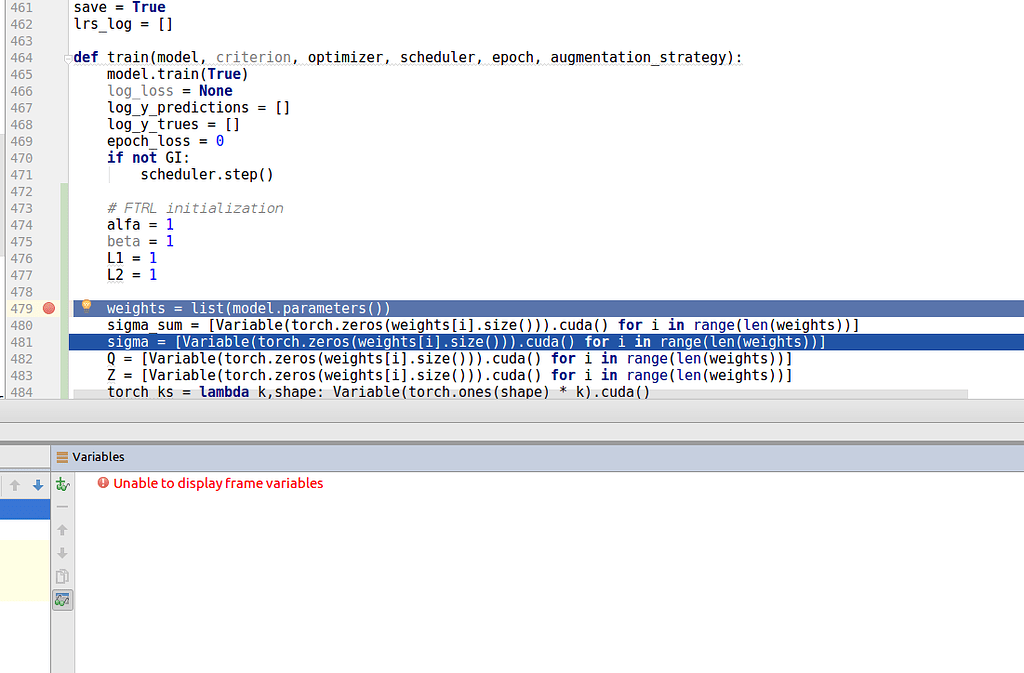 Debug crashed when creating a list of variable cuda pytorch forums