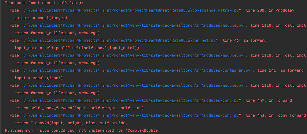 python - runtime error when using pytorch... RuntimeError: "slow_conv2d_cpu" not implemented for 'ComplexDouble ...
