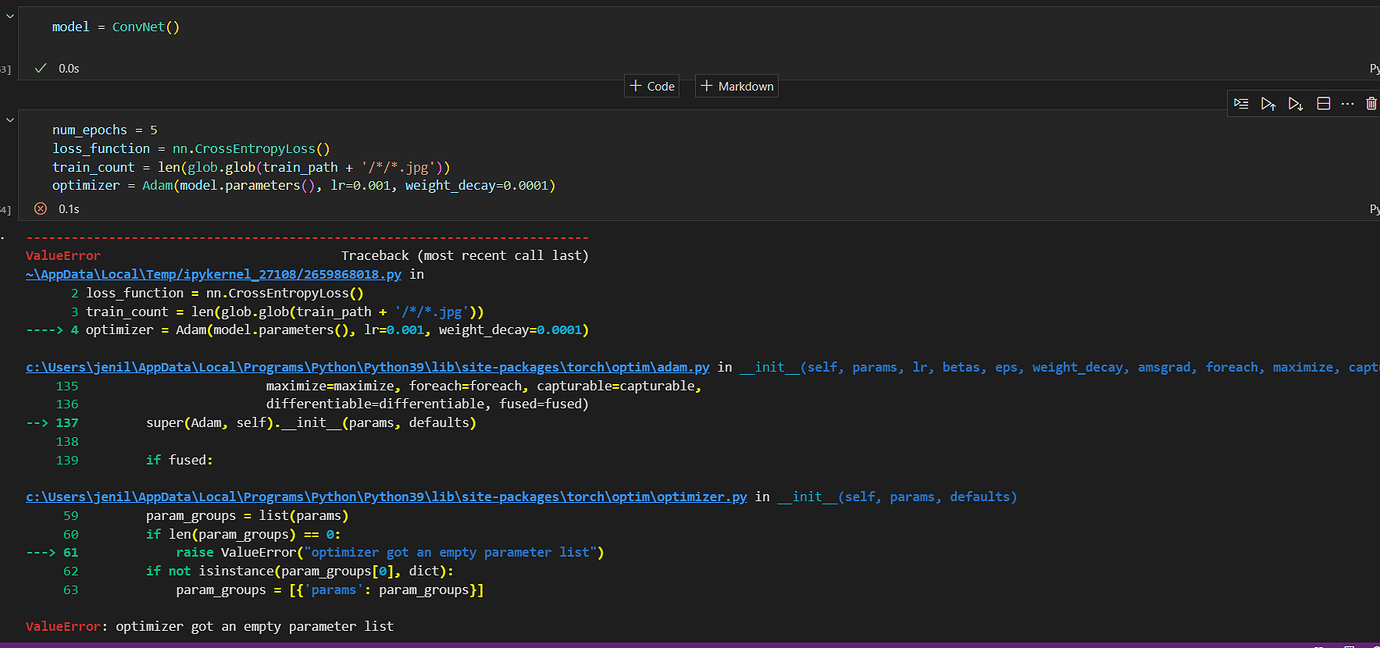 ERROR:optimizer got an empty parameter list - PyTorch Forums
