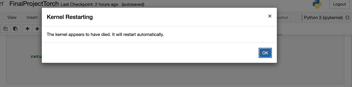 Kernel dies when I try to use torch on jupyter notebook - PyTorch Forums