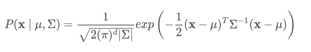 What formula is `torch.distributions.MultivariateNormal(loc, cov ...