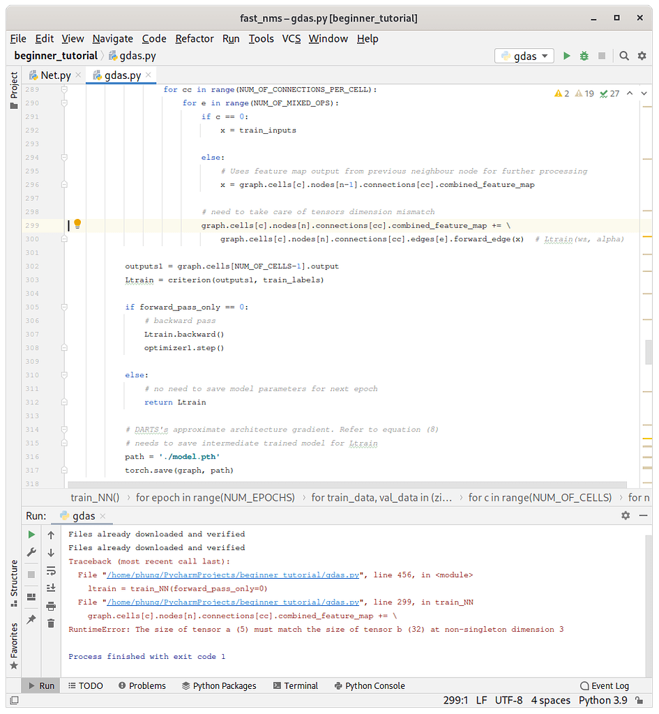 RuntimeError The size of tensor a 5 must match the size of tensor