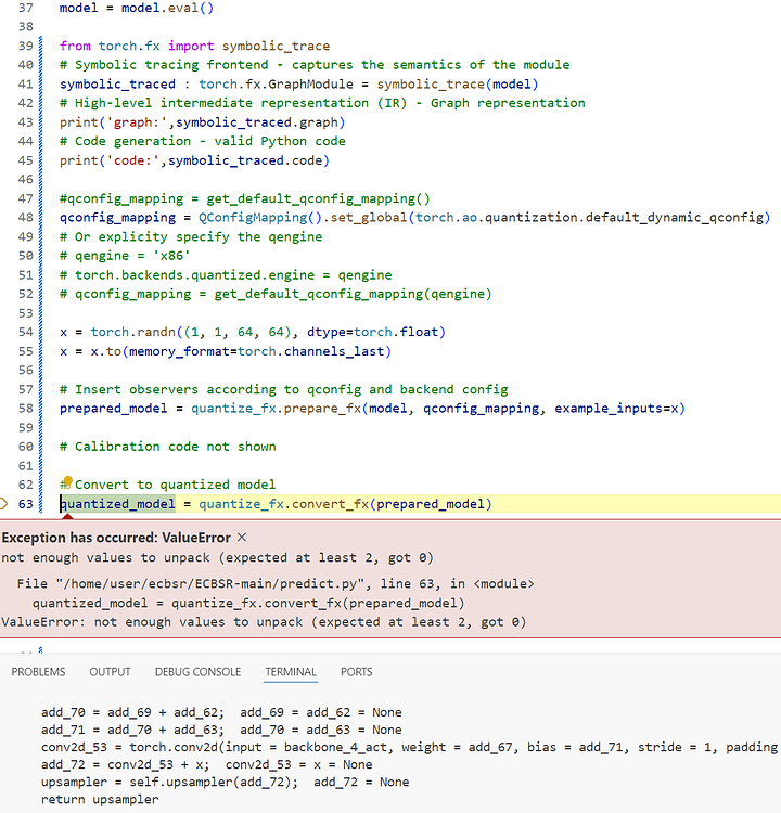 How to adjust the model to eliminate errors in convert_fx ...