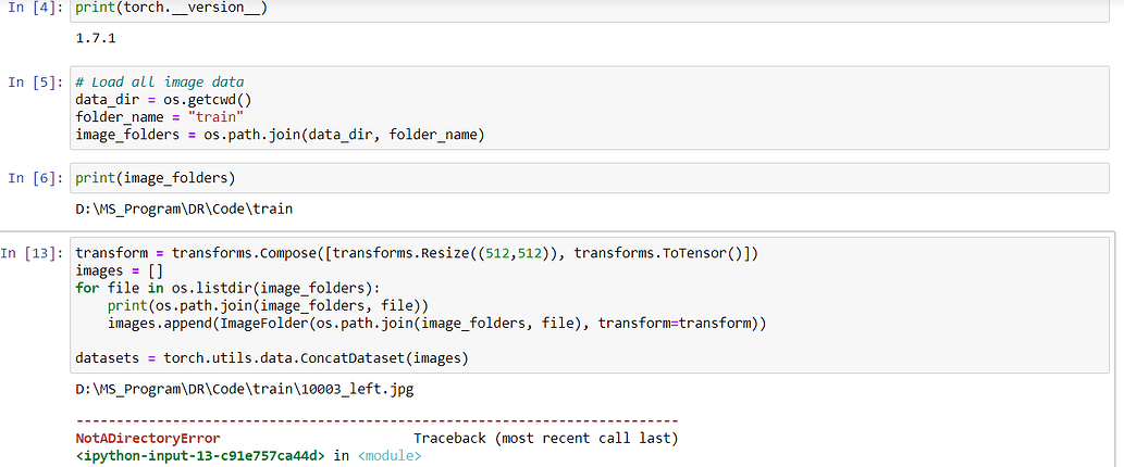 Getting Error: NotADirectoryError: [WinError 267] The directory name is ...
