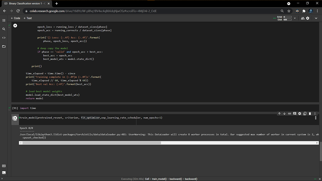 My model got stuck at first epoch PyTorch Forums