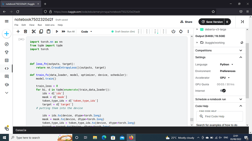 I’m having issues on training with cpu - nlp - PyTorch Forums