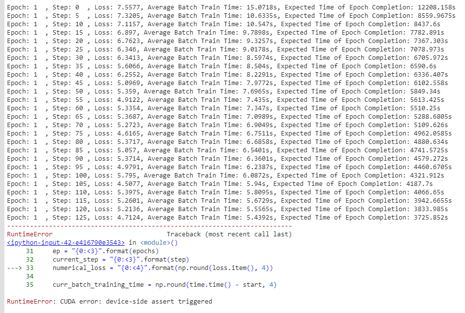 Google Colab Runtimeerror: Cuda Error: Device-Side Assert Triggered -  Pytorch Forums