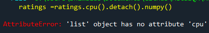 3. list object has no attribute cpu