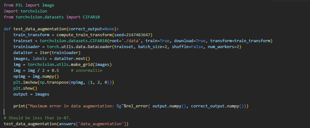 [cs231n Query] output with shape [1, 32, 32] doesn't match the ...